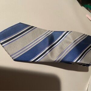 Gray and Blue‎ Striped Silk Tie